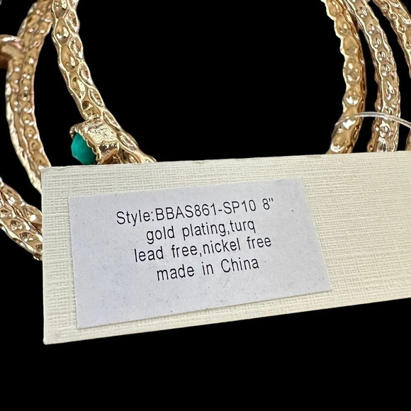 NWT Bangle Bangle Amrita Singh 4 Piece Bracelet Set Gold Green 8” Heavy New - Picture 4 of 4